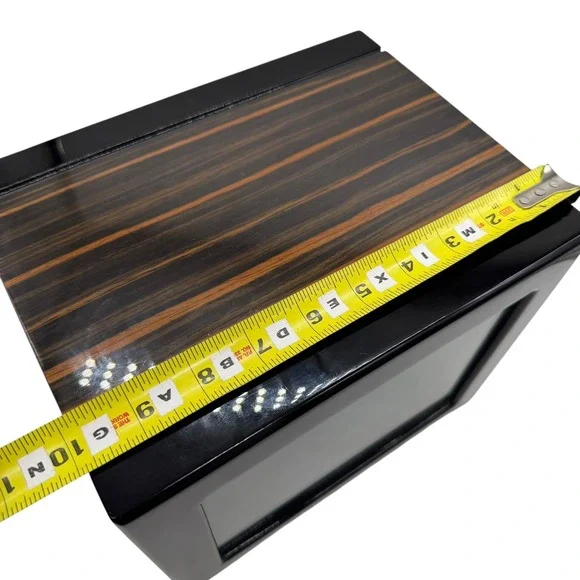 Dual Watch Winder Ebony Wood Grain Finish Black Automatic Watch Box with Adapter